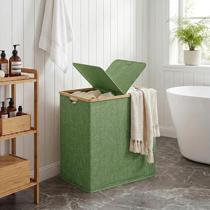 efluky Laundry Hamper with Lid, Double Laundry Basket with 2 Removable Bags - Image 7