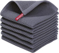 Homaxy 100% Cotton Waffle Weave Kitchen Dish Cloths 6-Pack, Dark Grey | 12 x 12 by Homaxy