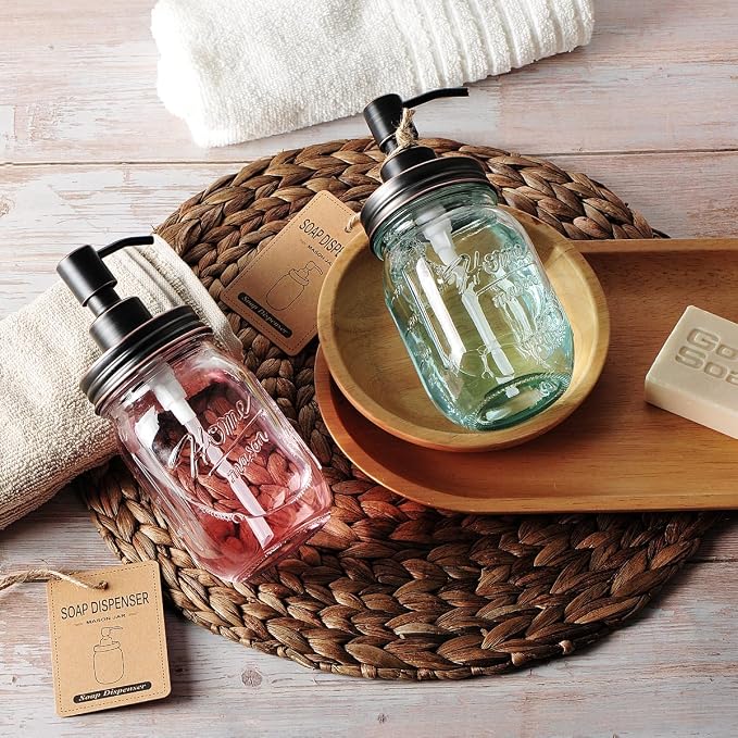 Amolliar Mason Jar Liquid Lotion Soap Dispenser, Oil Rubbed Bronze 2 Pack | - Image 7