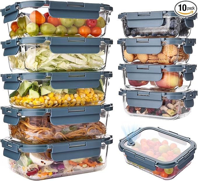 Liuruiyu 10 Pack Glass Food Storage Containers by Liuruiyu