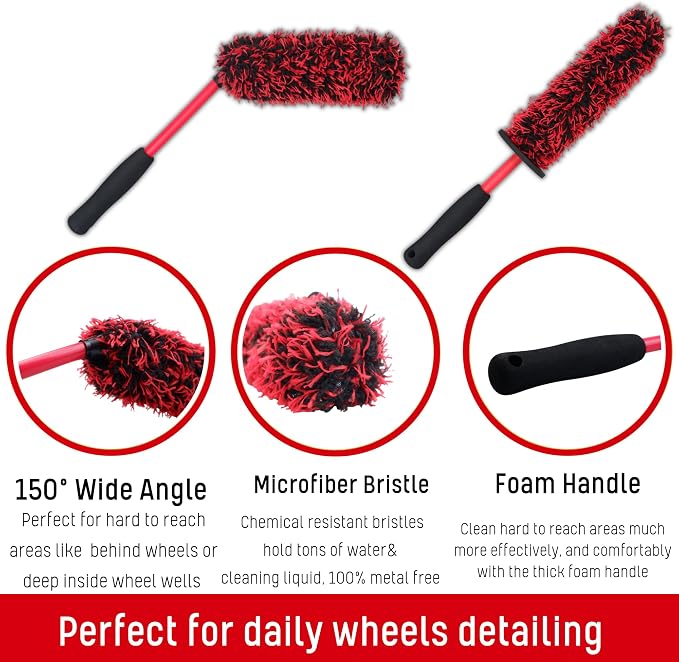 Professional 4 Pack Long Handle Wheel Brush Kit - Image 6