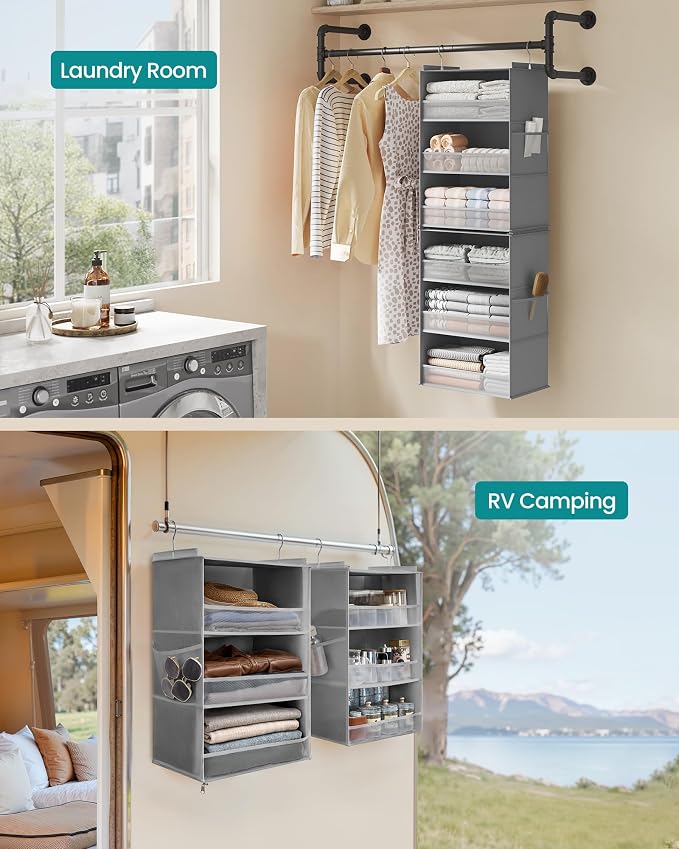 SONGMICS Widended Hanging Closet Organizer and Storage, Separable | Foldable - Image 6