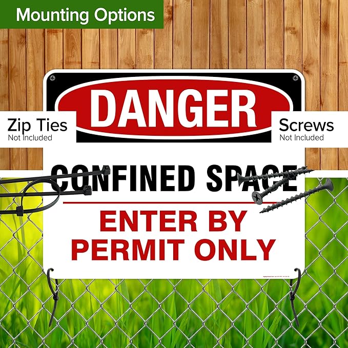 Danger Confined Space Enter By Permit Only Sign, 24x30 Inches, 55 mil thick HDPE (high density polyethylene), Made in USA by My Sign Center