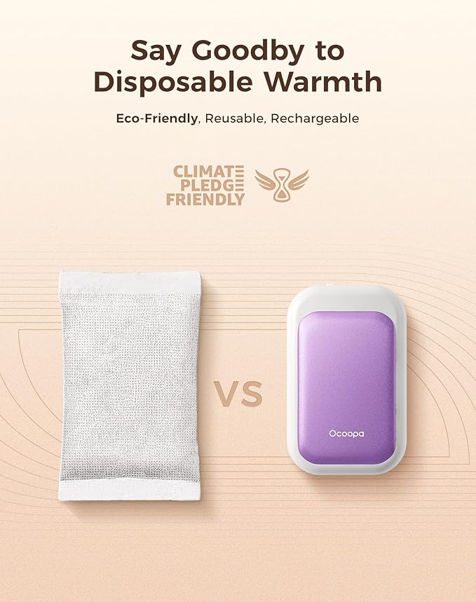 OCOOPA AI Magnetic Hand Warmers Rechargeable 2 Pack, 5000mAh Ultra-Thin Electric Glove Heater Handwarmer,UL Certified, Men Women Gifts for Christmas,Birthday,Winter Essentials,UT4 Young