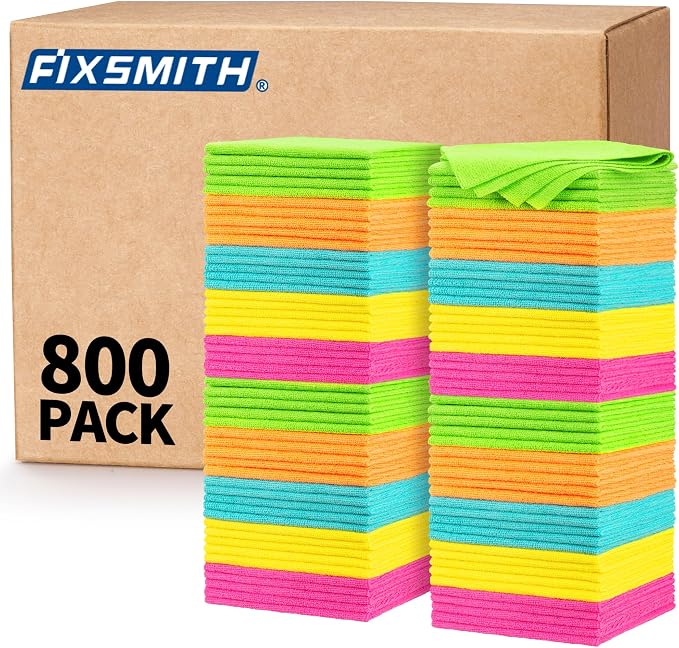 FIXSMITH Microfiber Cleaning Cloth, 800 Pack Shop Towels, Lint-Free Car Wash by FIXSMITH