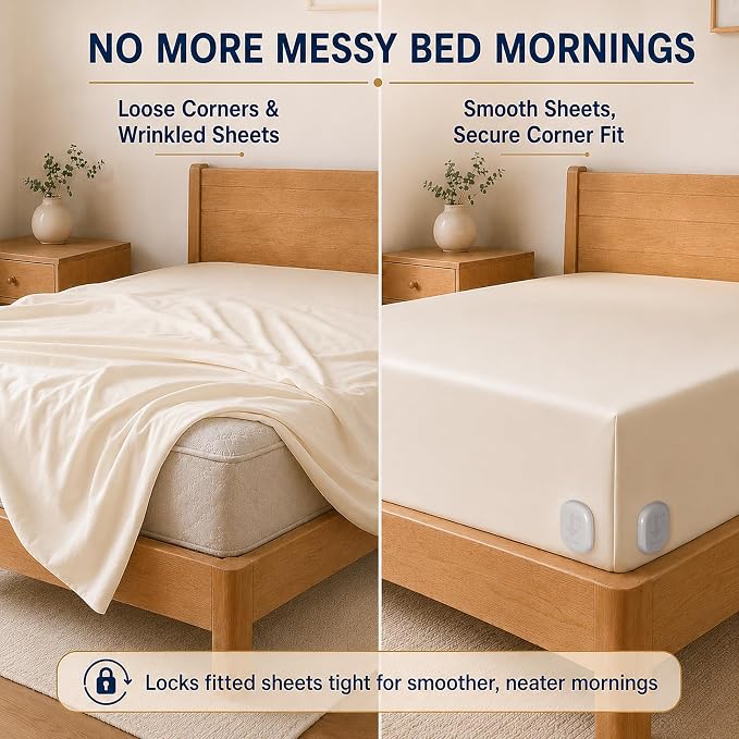 Bed Sheet Holders for Corners, 90° Quick-Lock Fitted Sheet Holder, no metal - Image 2