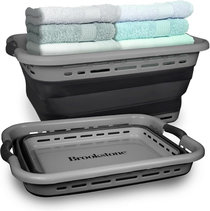 BROOKSTONE 11 GALLON XL 24" Collapsible Laundry Basket & Clothes Hamper by Unknown