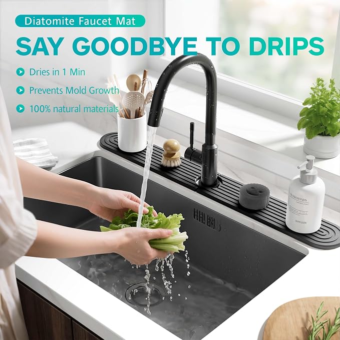 Stone Faucet Mat for Kitchen Sink – Diatomite Fast-Drying Stone Tray, Faucet - Image 5
