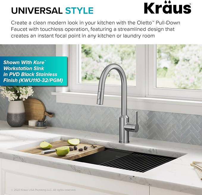 KRAUS Oletto Touchless Sensor Pull-Down Single Handle Kitchen Faucet in - Image 12