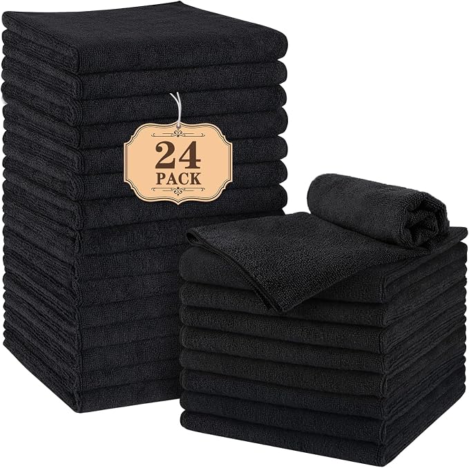 Orighty 24-Pack Black Hand Towels, 16x29 inch Microfiber Gym Towels | Quick by AllRightinOrighty