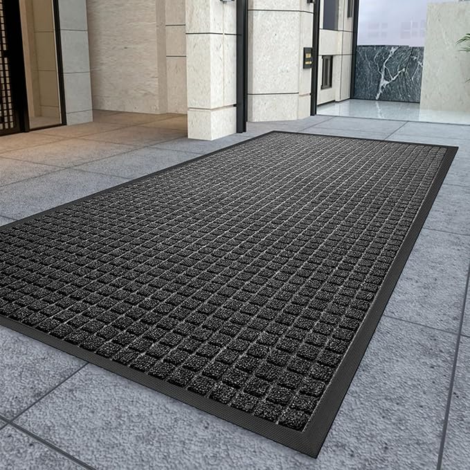 Kuyal Front Door Mat, 2'*6' Door Mat for Inside Outside Entrance,Waterproof Welcome Mats with Non-Slip Backing, Indoor Outdoor Entryway, Commercial Floor Mats, Durable & Easy to Clean, Dark Gray