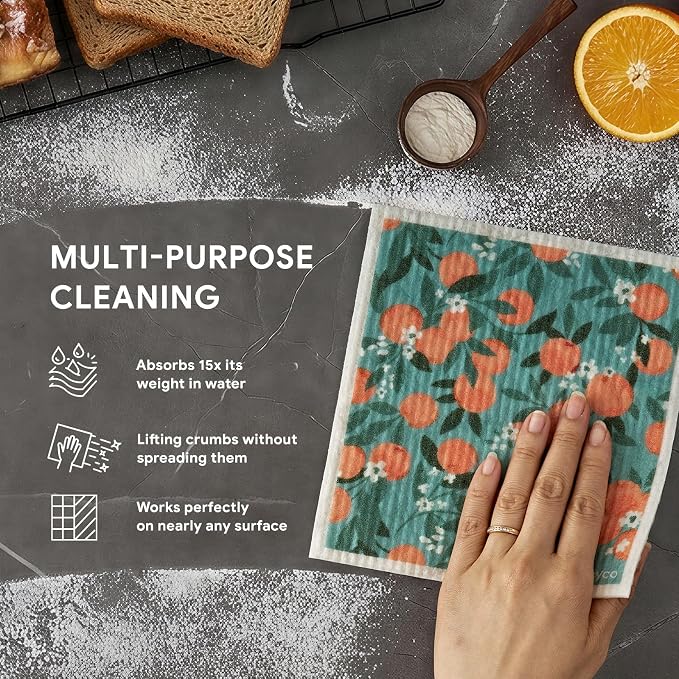 RECYCO Swedish Dishcloths for Kitchen | 6 Packs Orchard Grove Washable Dish - Image 4