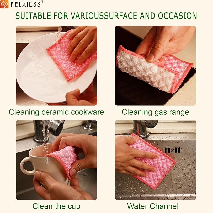 Pink Microfiber Scrubbing Pads, Non-Scratch - Image 3