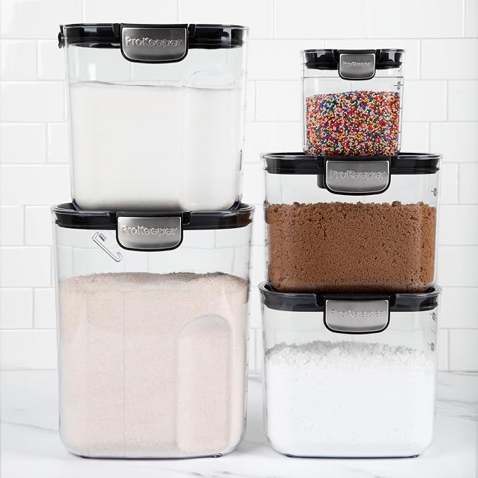 ProKeeper+ Airtight Food Storage Container Set – Clear Plastic Flour and Sugar - Image 2