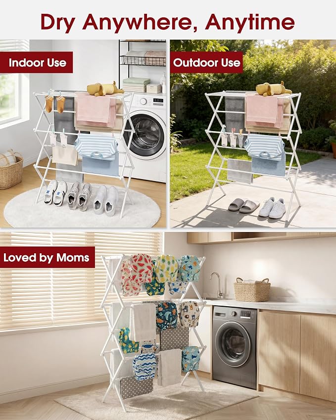 Sakugi Foldable 3-Tier Clothes Drying Rack 42.1" H - Image 5