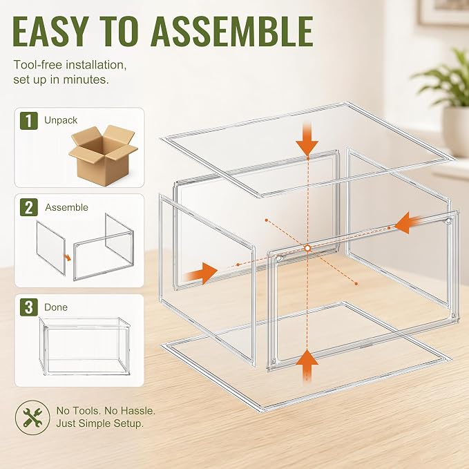 Heavy Duty Acrylic Shoe Box, Size 14, Stackable Everyday Footwear Storage - Image 9