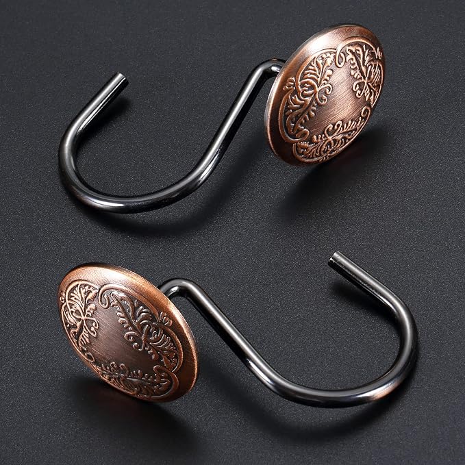 Chictie Bronze Shower Curtain Hooks Rings-Oil Rubbed Decorative Shower Curtain - Image 2