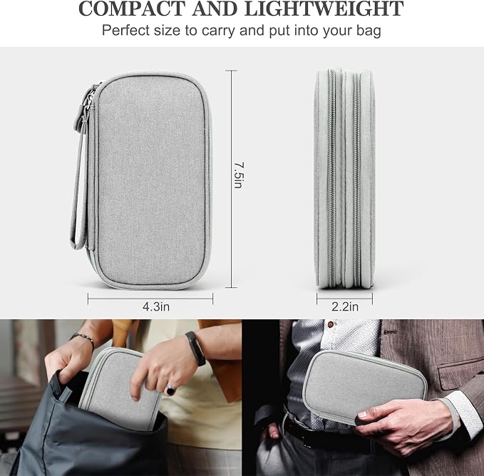 FYY Electronic Organizer, Travel Tech Pouch Bag, Cable Organizer Grey | Wrist - Image 2