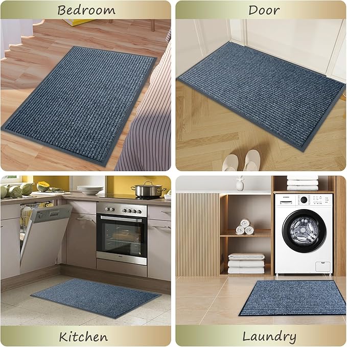 Front Door Mat,4'x5'Indoor Outdoor Door Mat,Heavy Duty Durable Welcome,Commercial Floor Mats Inside Outside Entrance, Waterproof All-Season, All-Weather Non Slip Backing Doormat for Entryway,Dark Gray
