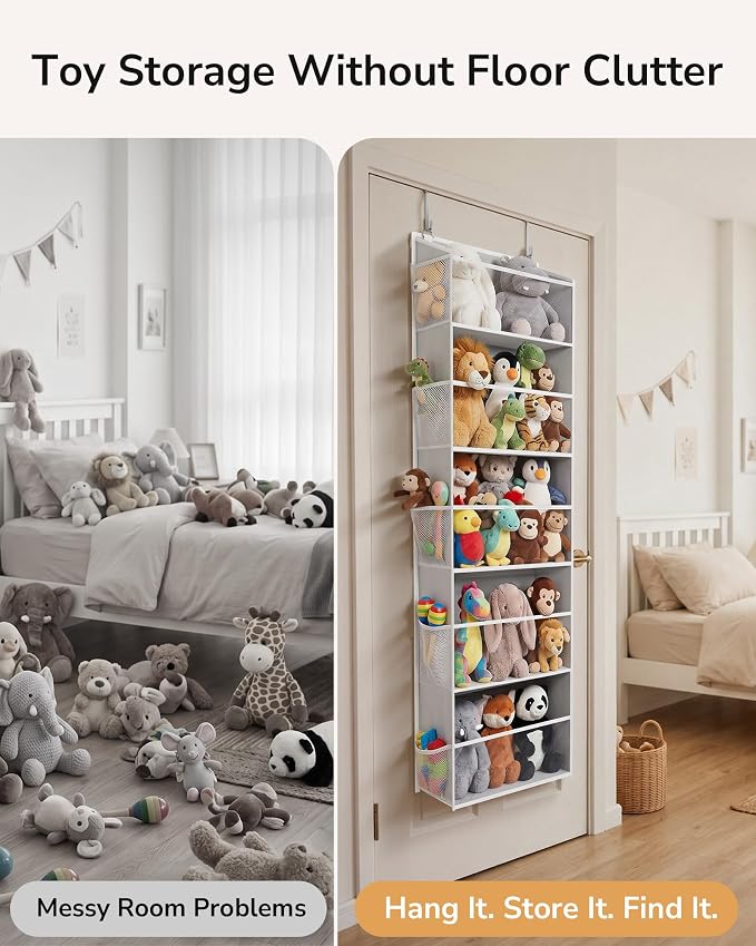 ULG Stuffed Animal Organizer Over the Door, Large Hanging Plush Toy Storage - Image 2