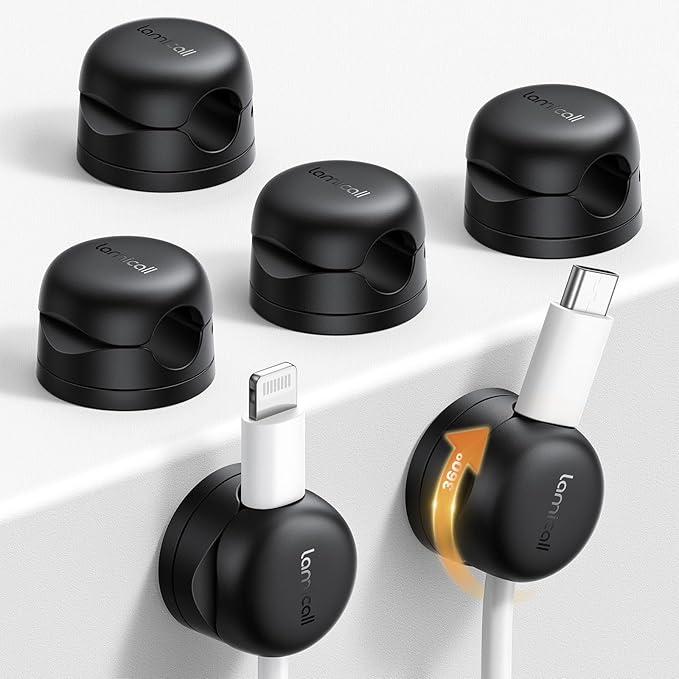 Lamicall 6 Pack Rotatable Cord Organizer, 1s Lock Spring Cable Holder Clips | by Lamicall