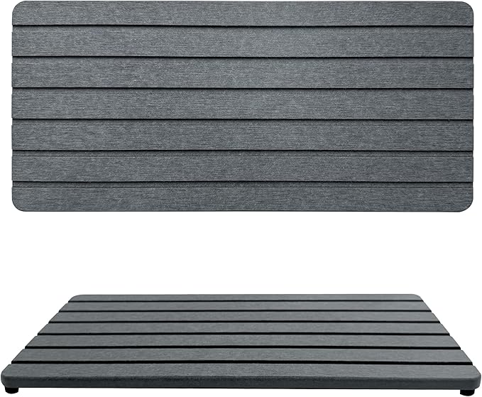 2 PCS Water Absorbent diatomite Coasters, 12" x 5.5" Water Absorbing Stone Tray for Sink, Stone Drying mat for Kitchen Counter, Stone soap Tray Used for Hand Soaps & toiletries & Plants
