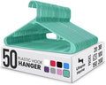 Utopia Home Plastic Hangers 50 Pack – Built-in Strap Hooks Aqua | Space saving by UTOPIAHOME