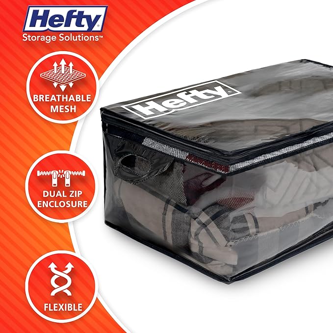 Hefty Storage Bags Extra Large Double Zipper Backpack, Heavy Duty Water - Image 3
