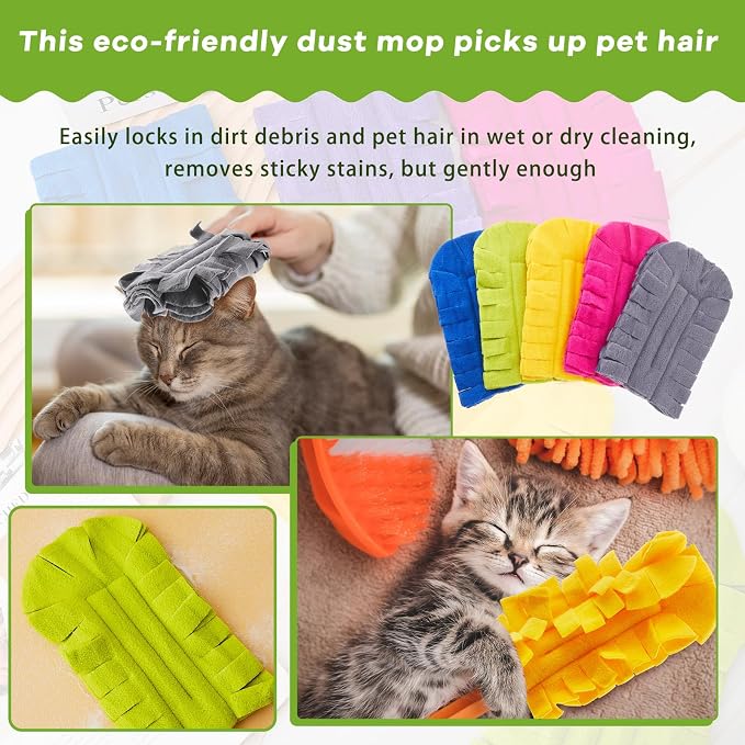 Zubebe 6 Pcs Reusable Duster Refills Fleece, Bright Color | Soft Polyester - Image 5