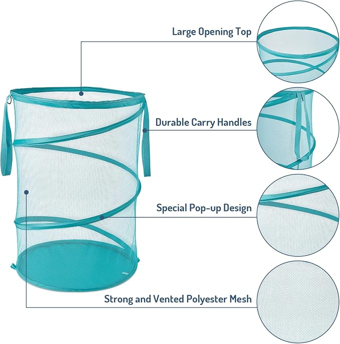 Seiritex Mesh Popup Laundry Hamper 115L Collapsible Laundry Basket No Lid Extra - Image 4