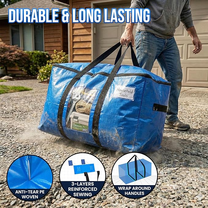 TAILI 2 Pack Blue Extra Large Moving Bags, Storage Bags - Image 3
