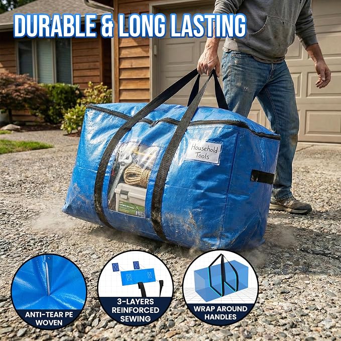 TAILI 6 Pack Blue Extra Large Moving Bags, Storage Bags - Image 3
