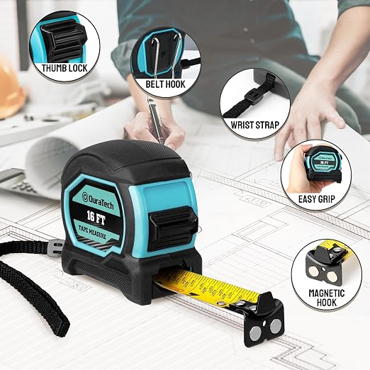 DURATECH 16FT Magnetic Double-Sided Tape Measure, Easy Read Measuring Tape - Image 3