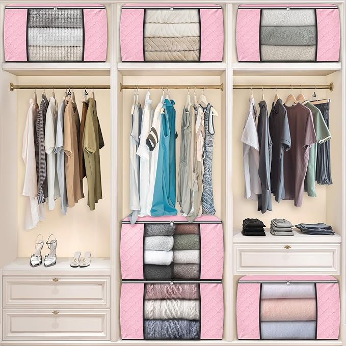 90L Clothes Storage, Foldable Thick Fabric Blanket Storage Bags | Foldable - Image 7