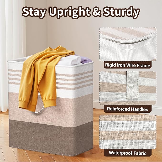 WOWBOX 2 Pack Laundry Baskets, Collapsible Dirty Clothes Laundry Hampers - Image 3