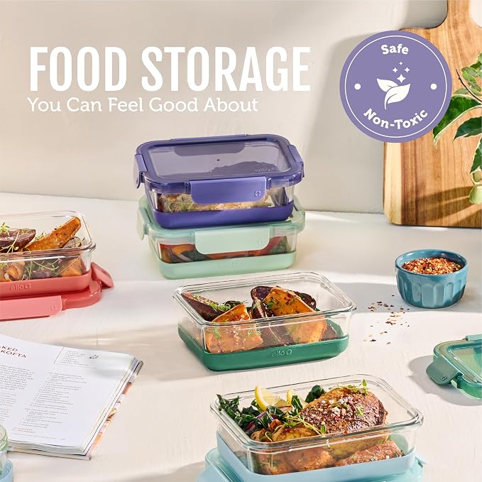 Ello Duraglass Refresh 3.4 Cup Meal Prep Containers, Everest | Glass meal prep - Image 7