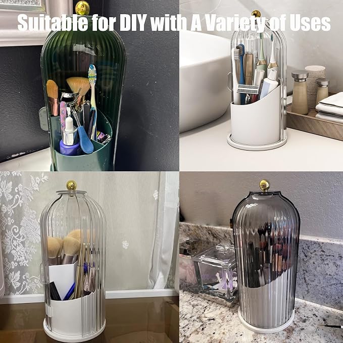 Concealed Toothbrush Holder, Rotating Bathroom Organizer Countertop | - Image 5
