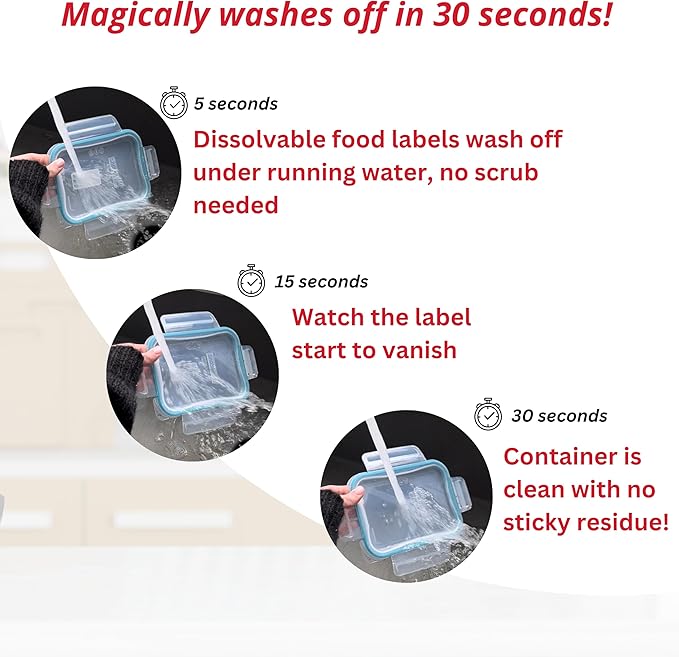 2x1 Dissolvable Food Labels, 1000 Label Stickers, Bottle Labels for Storage Bins, Sticker Labels for Food containers, (1000, Blank)