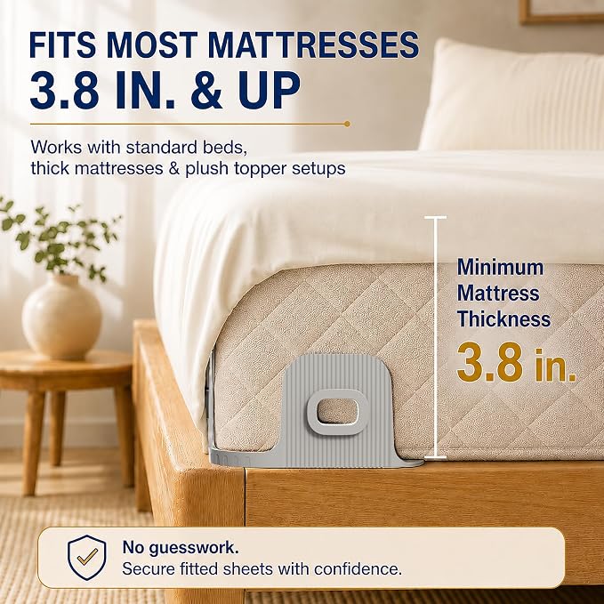 Bed Sheet Holders for Corners, 90° Quick-Lock Fitted Sheet Holder, no metal - Image 4