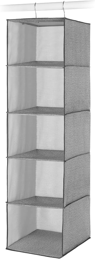 Whitmor Hanging Accessory Shelves 5 Open Sweater Shelves Crosshatch Gray - Image 5