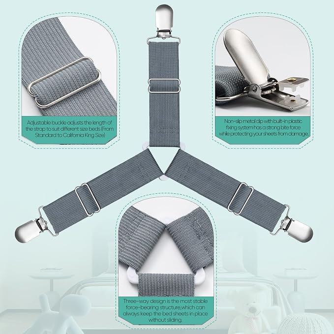 Bed Sheet Straps, Fitted Sheet Clips Sheet Straps, Say Goodbye to The Messy - Image 5