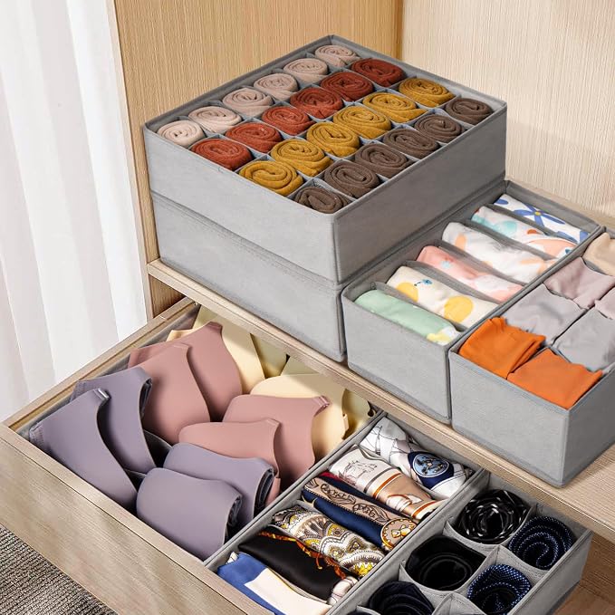 16 Pack Sock Underwear Drawer Organizer, 96 Cells Dresser Organizer - Image 5