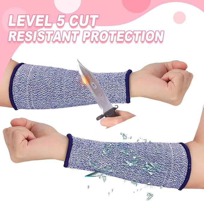 Sintege 3 Pairs Arm Protectors for Thin Skin and Bruising Cut Resistant Forearm Sleeve Level 5 Arm Burn Protection Sleeve (White, Purple, Pink,7.9 Inch)