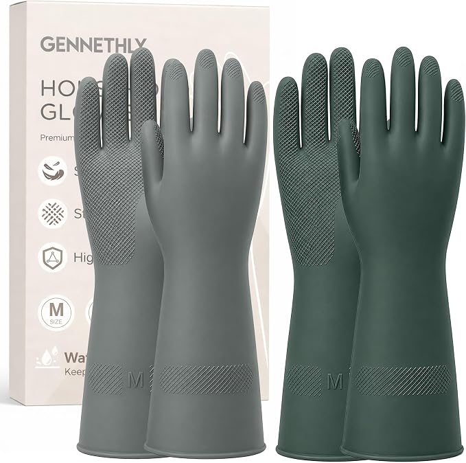Cleaning Rubber Gloves, Waterproof Non-Slip Long Cuff Dishwashing Household by Unknown