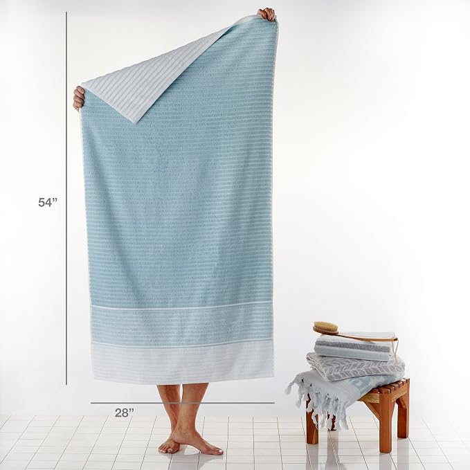 SKL Home Planet Ombre Bath Towel Set-4pc, 100% Turkish Cotton, Aqua | 2 Bath - Image 5
