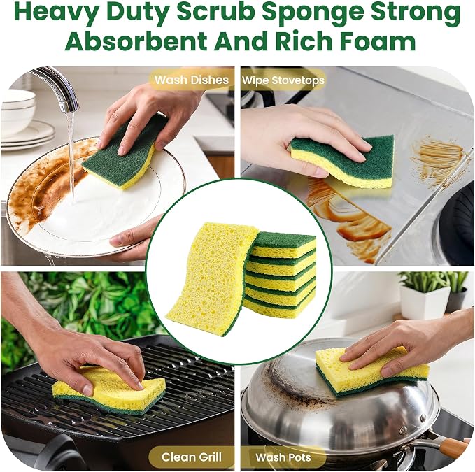 12 Count Heavy Duty Scrub Dish Sponges, Dual Sided, - Image 5