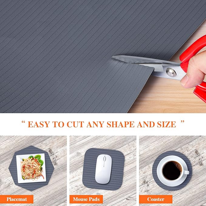 Shelf Liners for Kitchen Cabinets, 12" x 240" x 2Rolls, Non Adhesive Shelf Liner, Non-Slip Kitchen Drawer Liners, Waterproof Durable Cabinet Liners for Shelves, Pantry, Dark Gray
