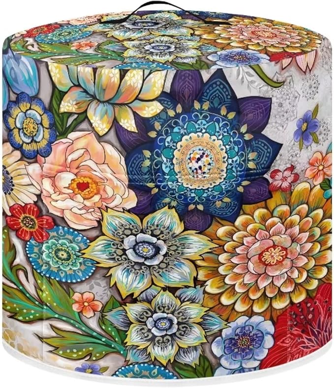 Dust Cover for 6 Quart Pressure Cooker Air Fryer Rice Cooker Kitchen Appliance Dust Covers with Storage Pockets Dust-proof Washable, Blooming Flower