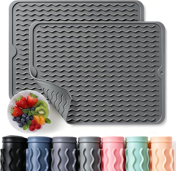2 Pack Caketime Silicone Dish Drying Mat by CAKETIME