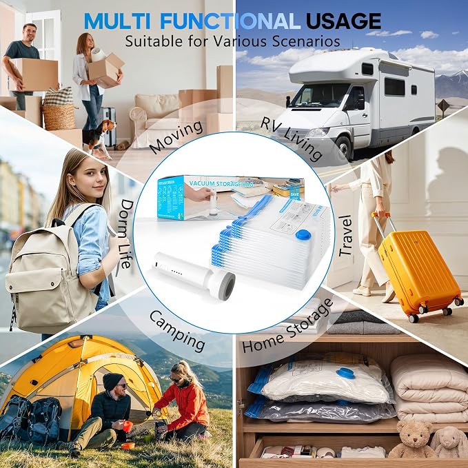 Blue Vacuum Storage Bags for Travel - Image 7